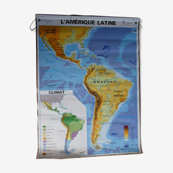 Carte scolaire poster vintage d'Amérique Latine édition MDI