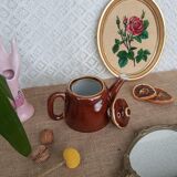 Brown ceramic teapot - vintage