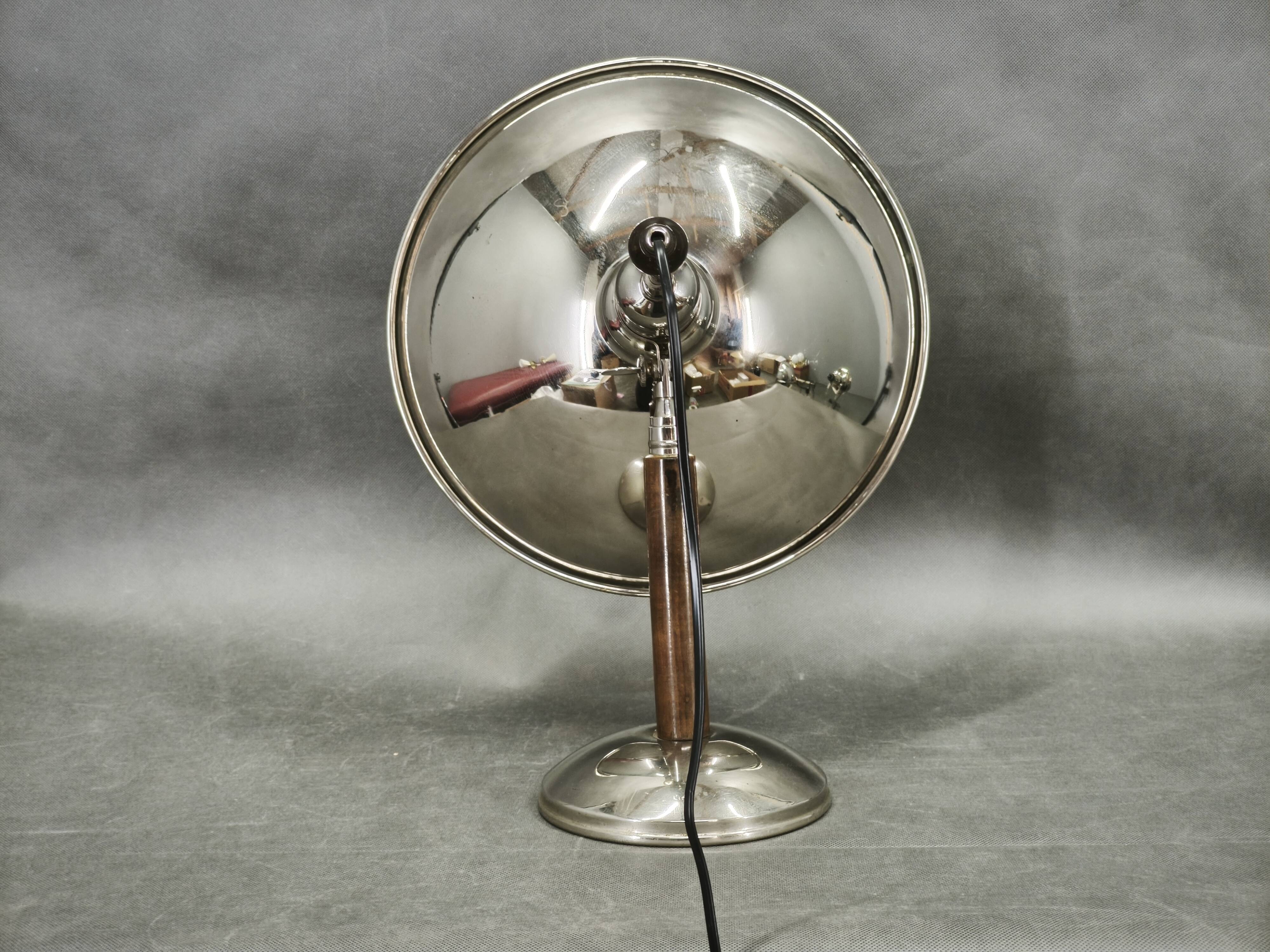 1930s Bauhaus Chrome Table Lamp with Beech Handle, Czechoslovakia