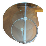 Table en verre et inox  3 plateaux dépliants