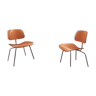 Pair of Eames ash DCM chairs edited by Hermann Miller