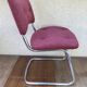 Old Strafor chrome metal chair - vintage 7s design red fabric