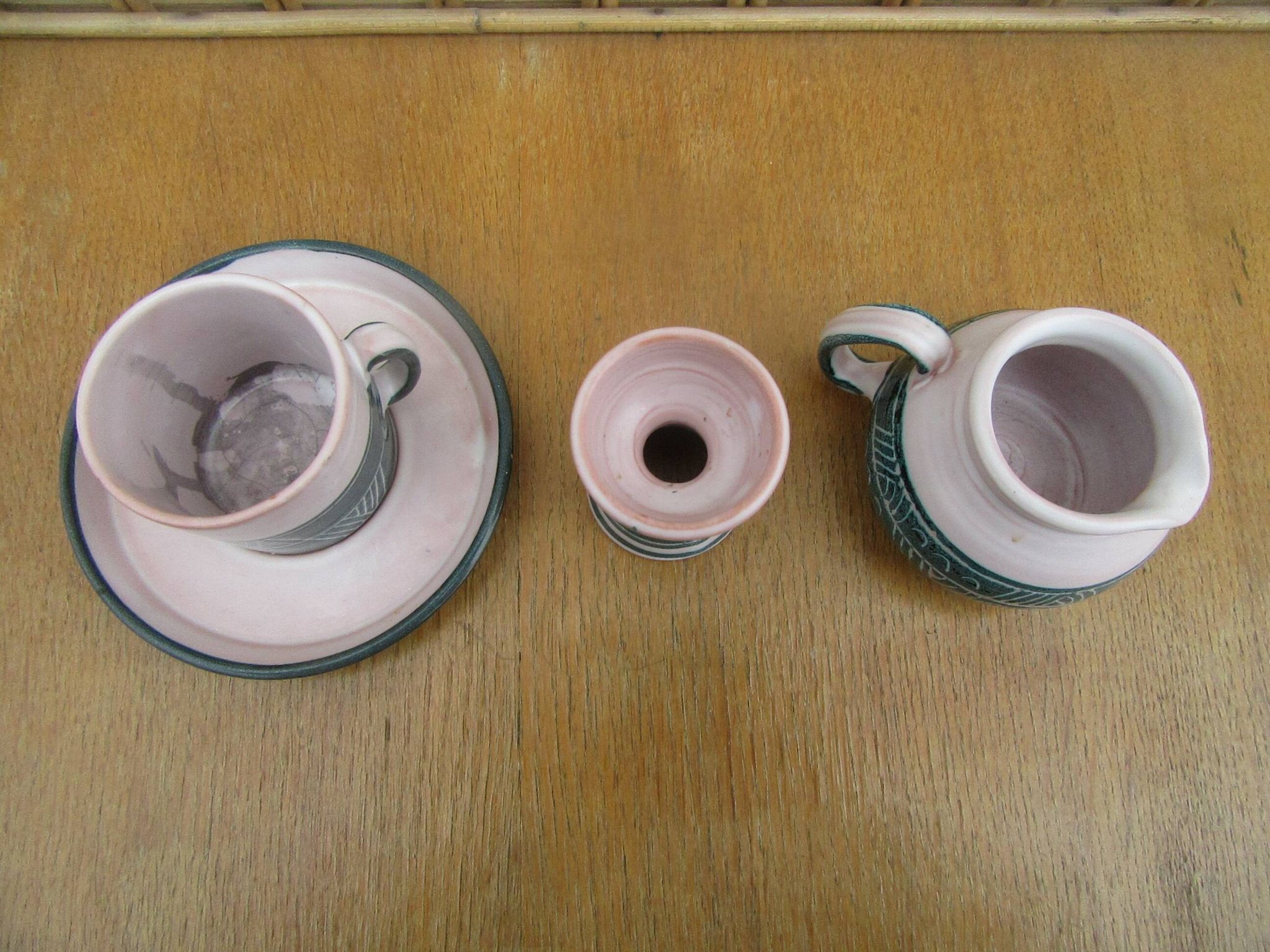 Ceramic set montgolfier yvan roy workshop - egg cup - pot - cup