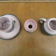 Ceramic set montgolfier yvan roy workshop - egg cup - pot - cup
