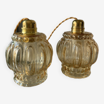 Paire de lampes de table vintage bulle ambré