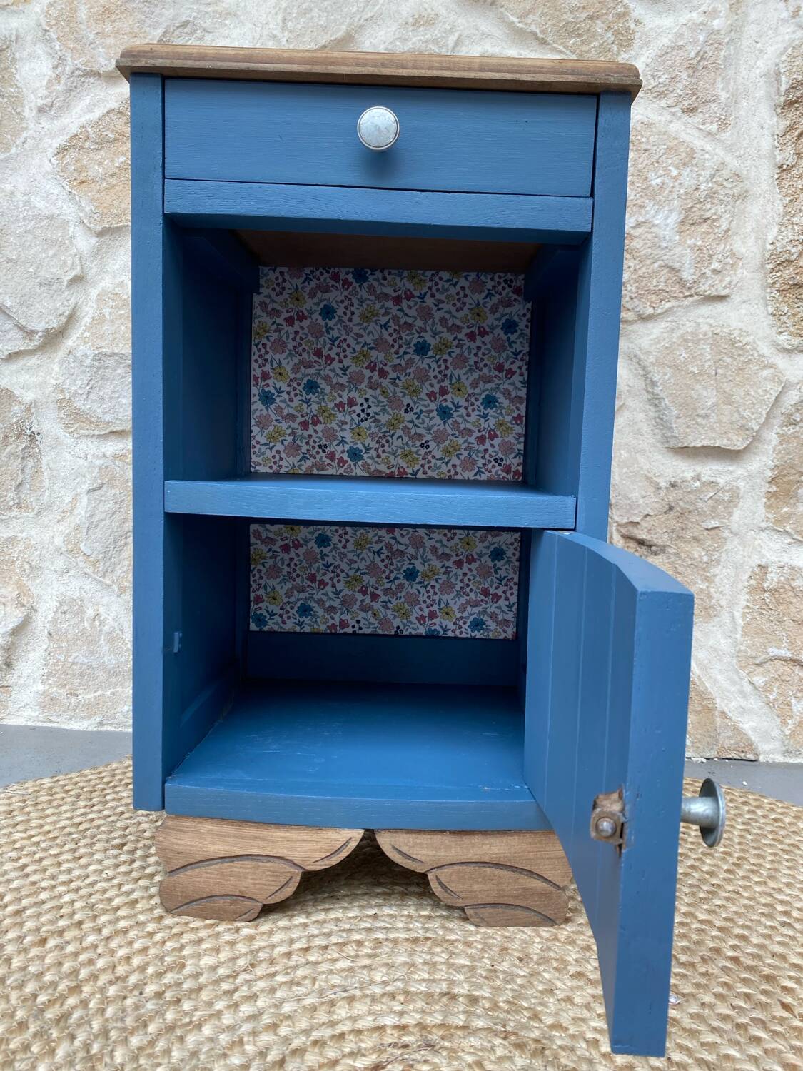 Table de chevet bleu denim