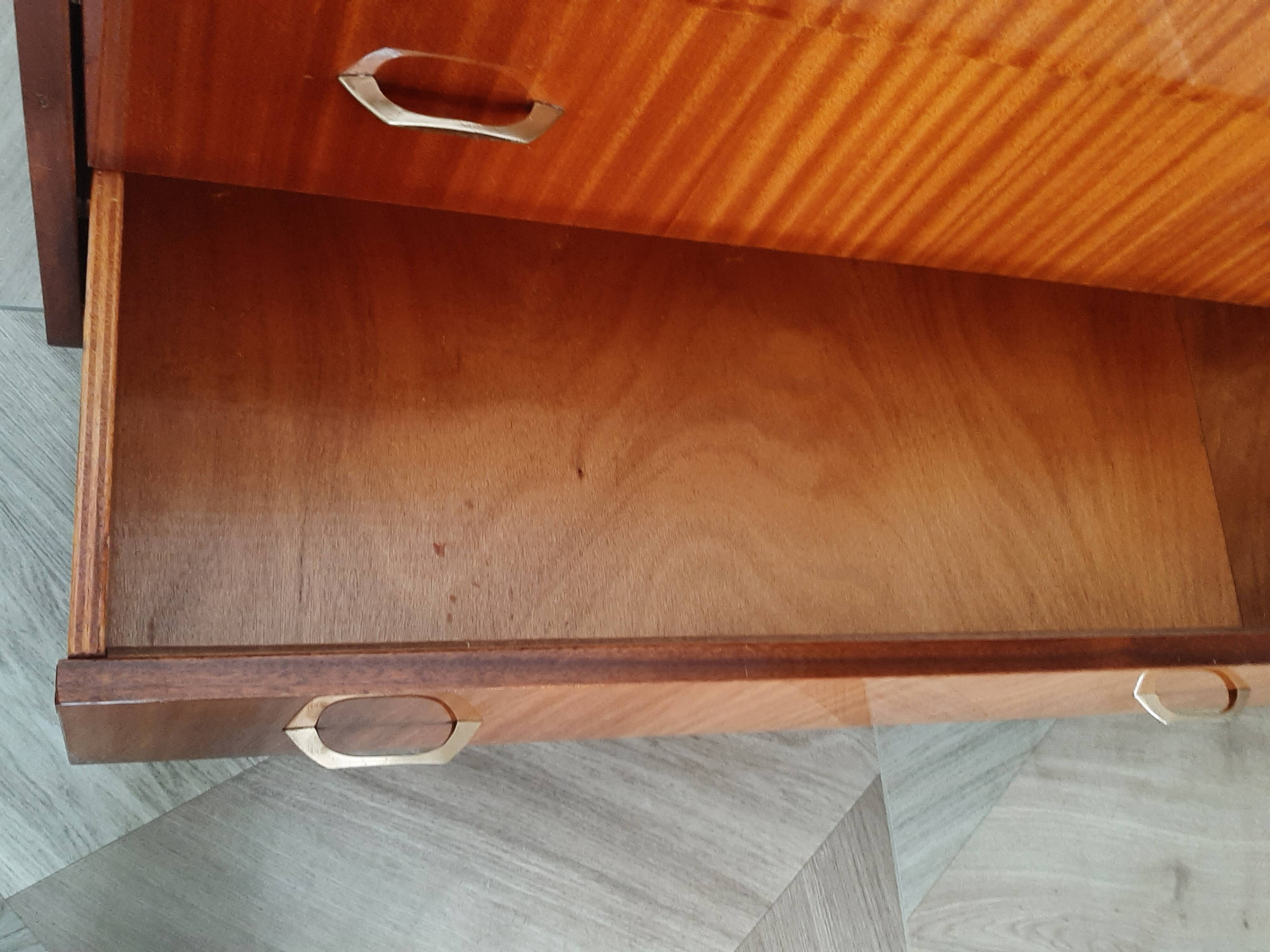 Vintage chest of drawers 3 drawers - varnished teak - Scandinavian style - retro patterns - 60s