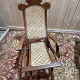 Paire de chaises longues de bateau en cannage