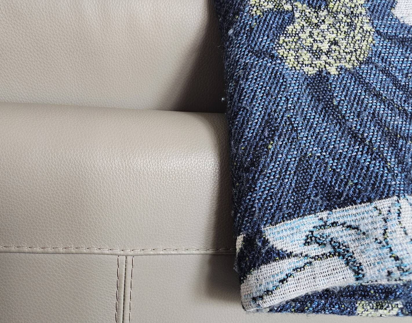 Roche Bobois grey leather 3-seater sofa