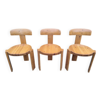 3chairs in pine by Antti Nurmesniemi
