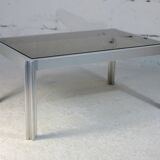 International Furniture. Steel coffee table and smoked glass. Circa 1970