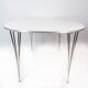 Table à manger super ellipse avec stratifié blanc par Piet Hein et Arne Jacobsen