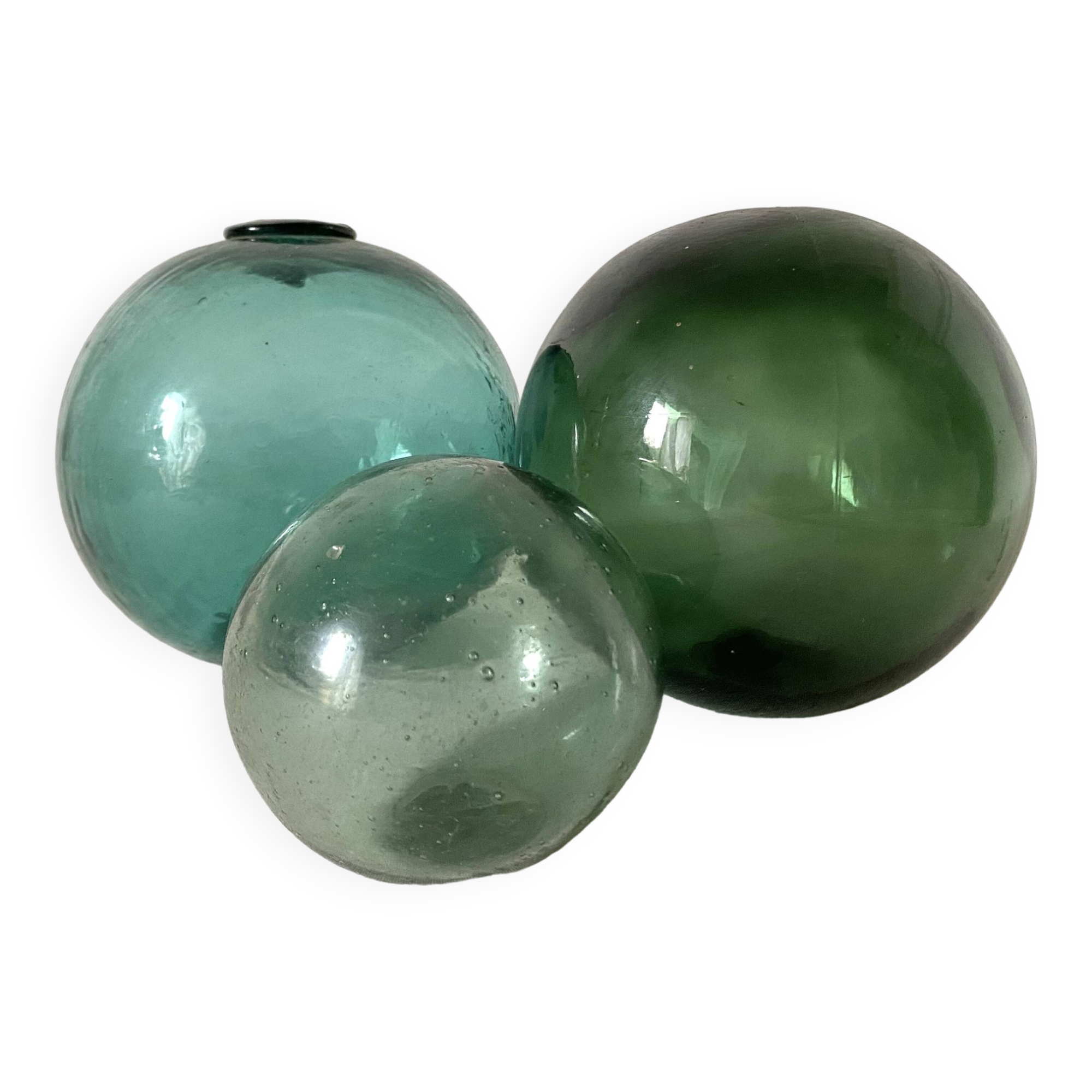 Boules en verre anciennes, flotteurs de filet de pêche