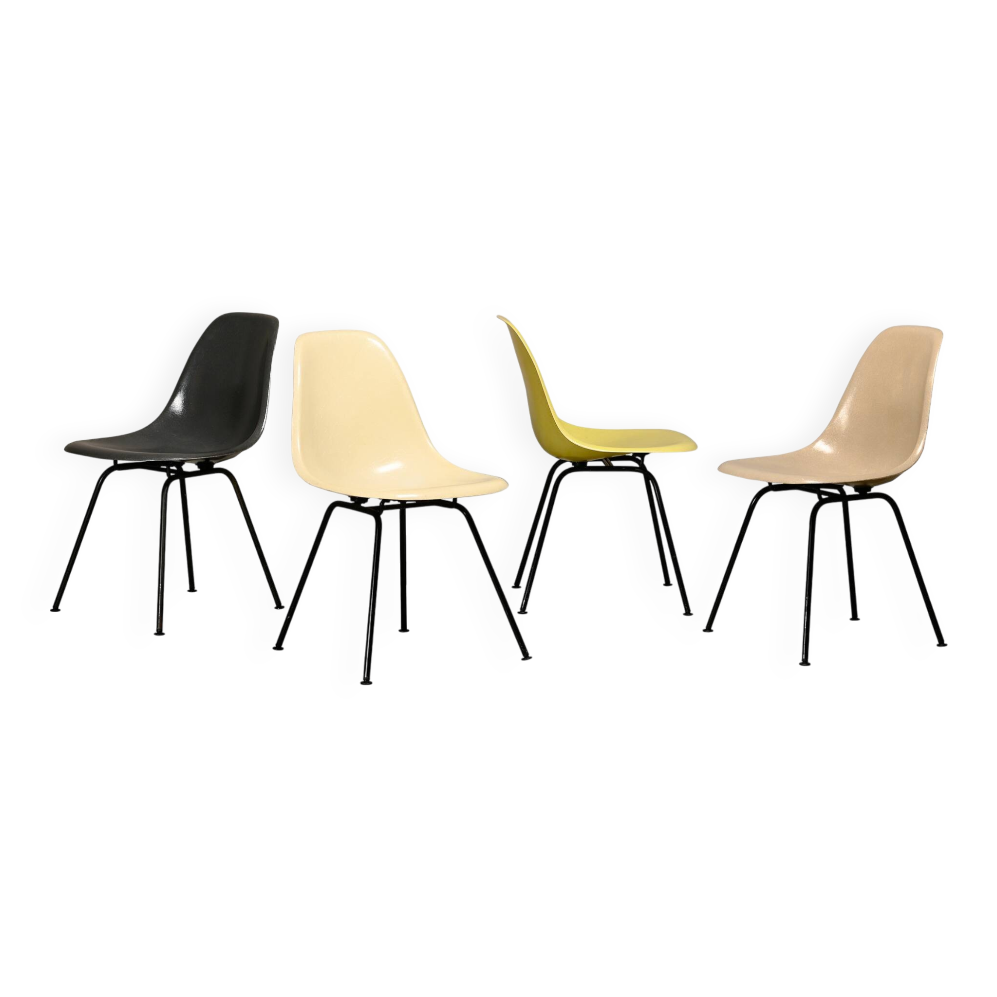Charles & Ray Eames DSX Fiberglass Side Chairs multicolor set for Herman Mi