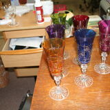 6 colored crystal flutes