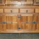 Vintage Robert Mouseman Thompson oak display cabinet with shelves and lighting.