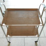 folding metal and wood serving trolley