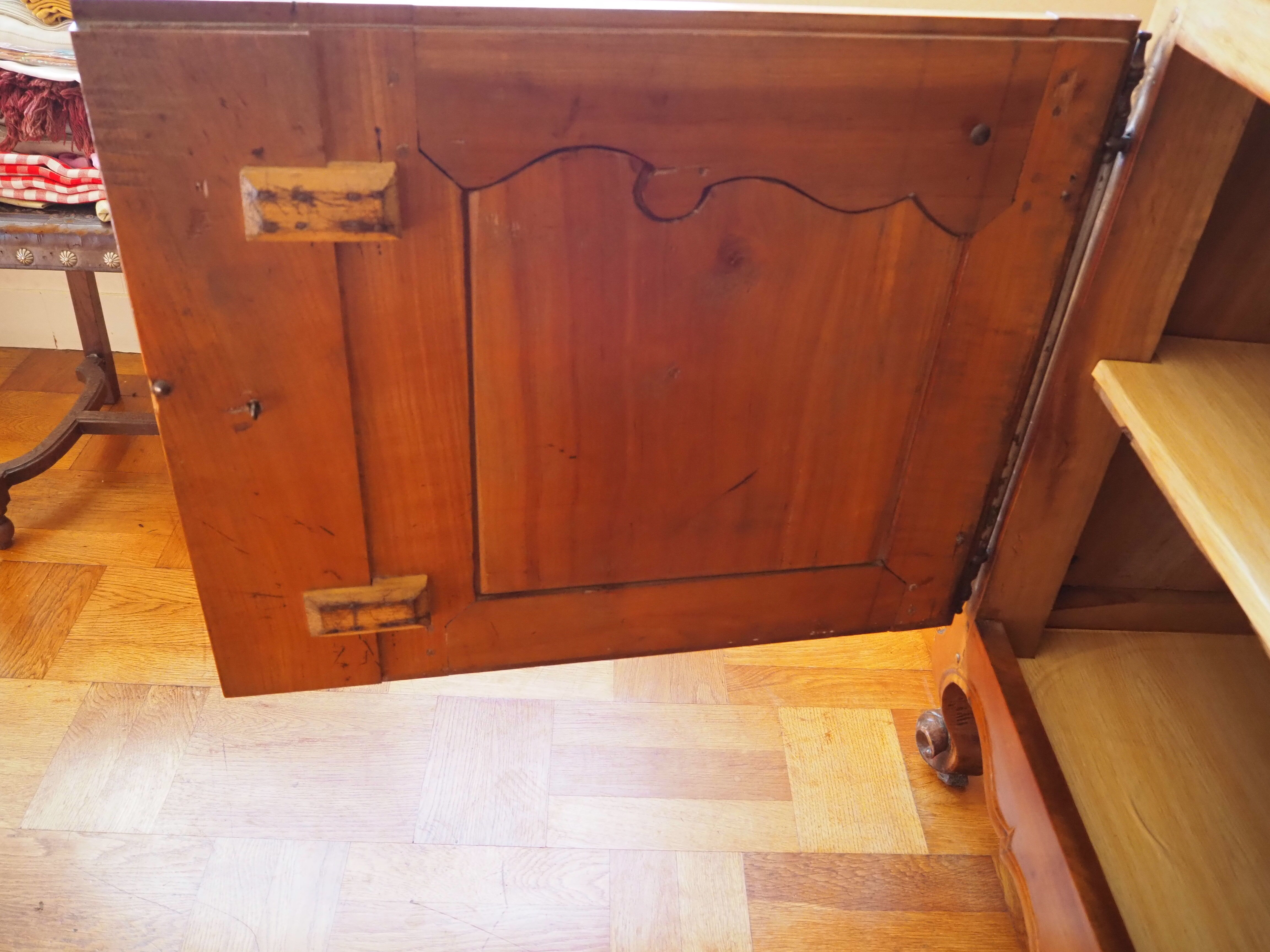 Old Louis XV low buffet in solid wood, cherry