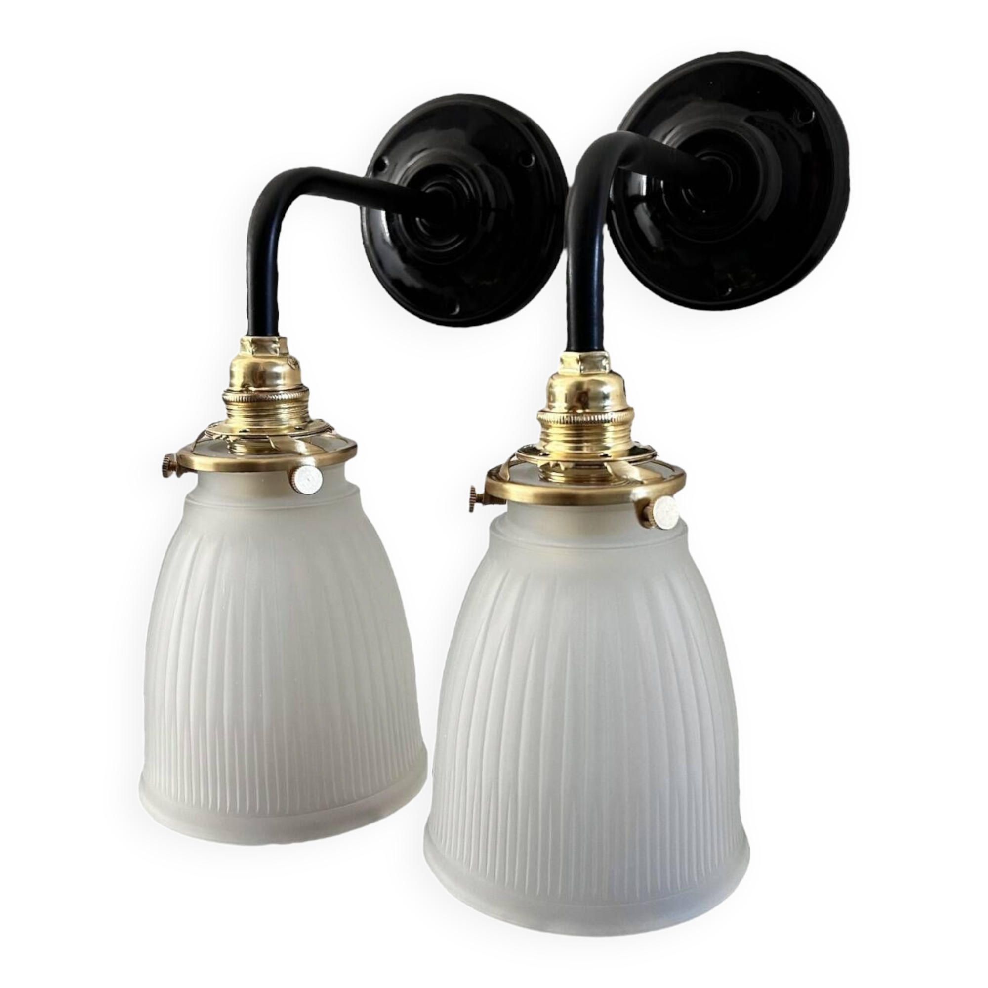 Pair of glass and ceramic wall lights