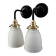 Pair of glass and ceramic wall lights