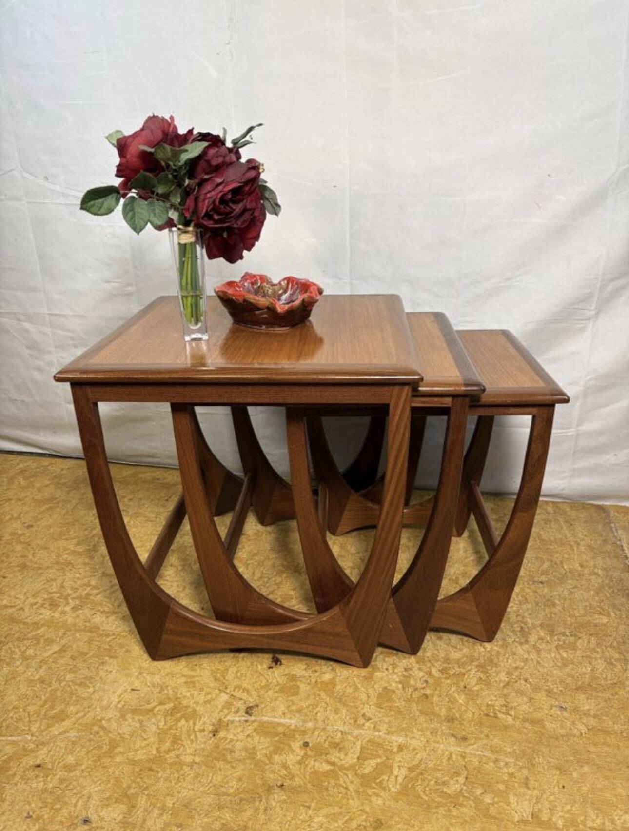 Mid- century retro vintage teak nest of tables by g plan 1960 Danish Design