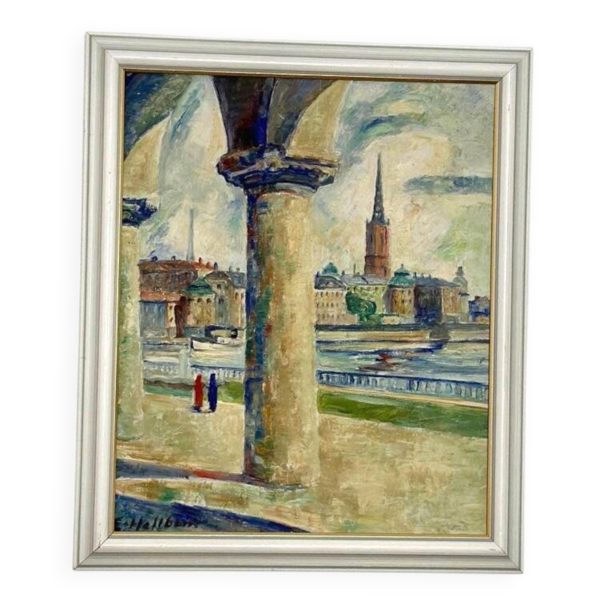 Swedish Oil on Panel – “Stockholm Motif” by Emil Hellbom (1895–1969)
