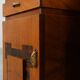 Set of Two Geometric Art Deco Wooden Nightstands, Italy 1920s
