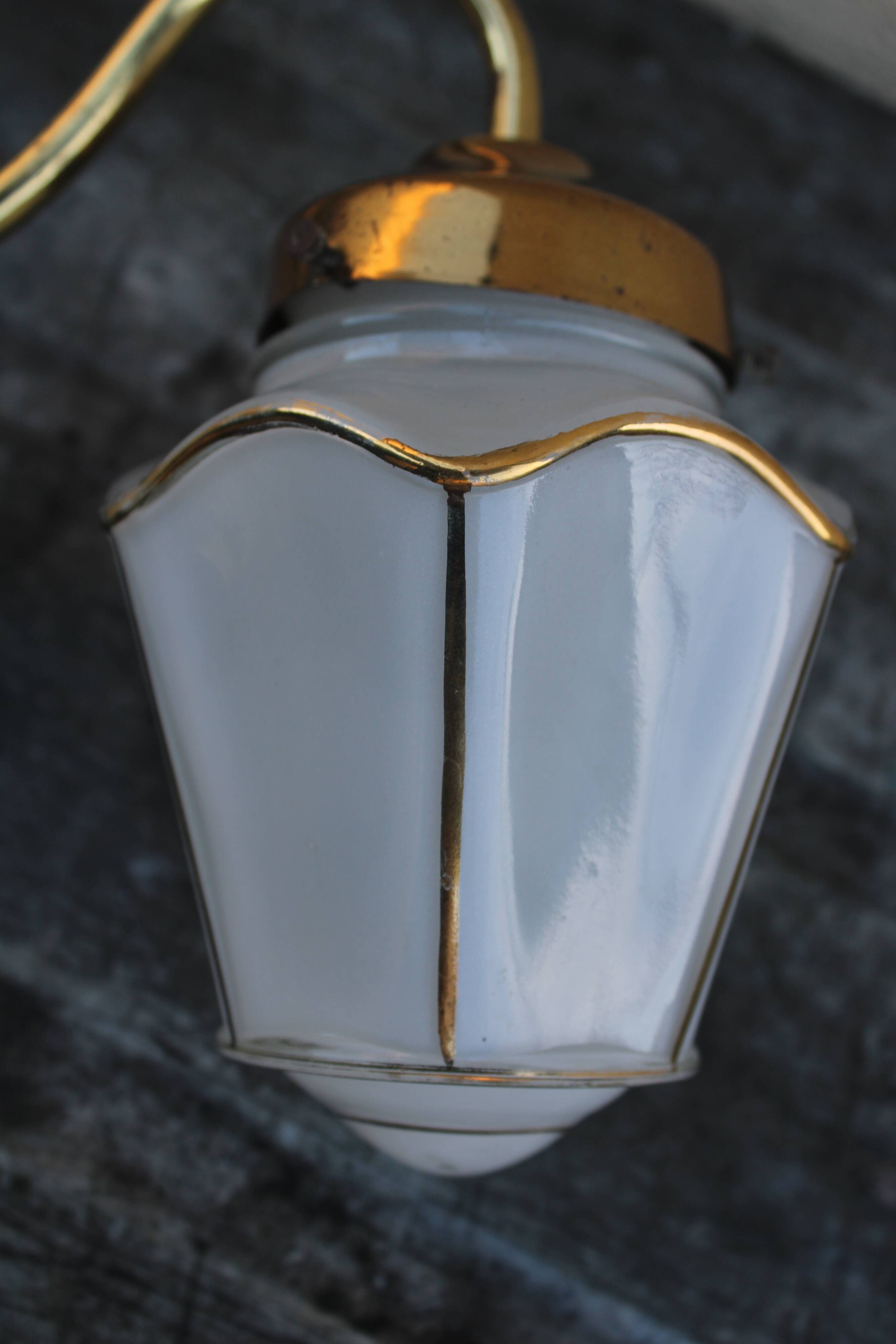 Wall light opaline and brass lantern