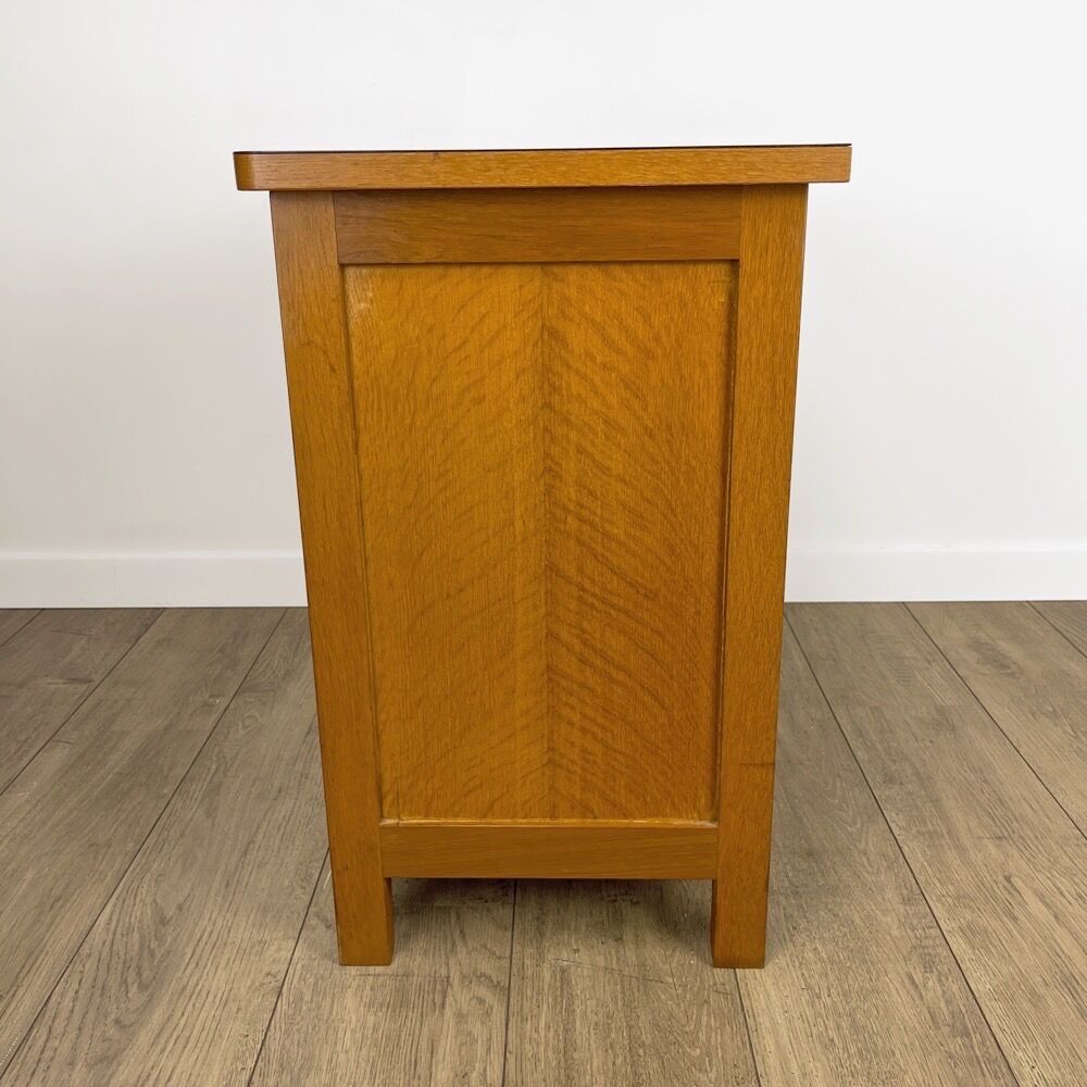 Pair of bedside tables blond wood and vinyl Jantzi 1966