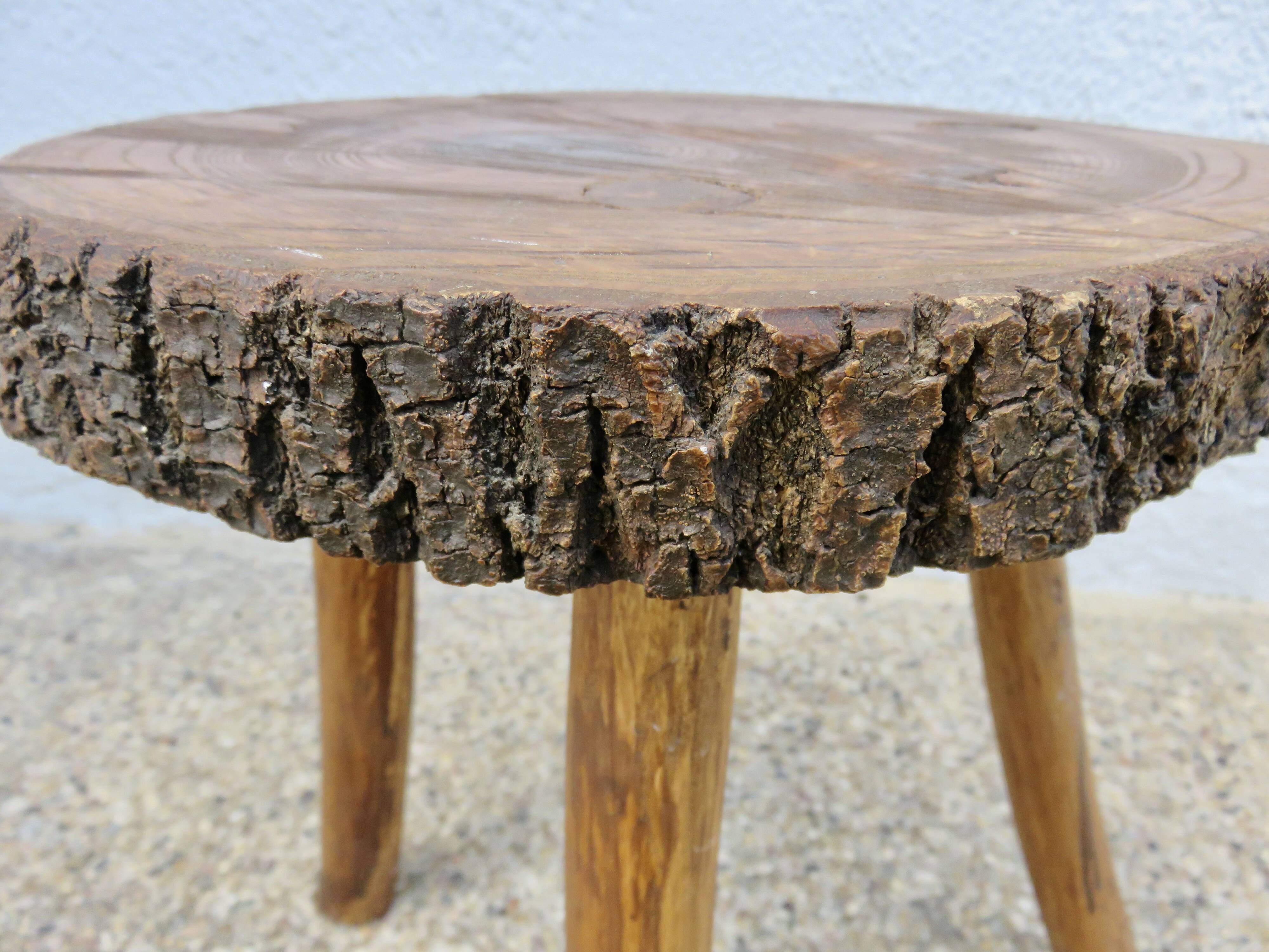 Brutalist stool in solid wood