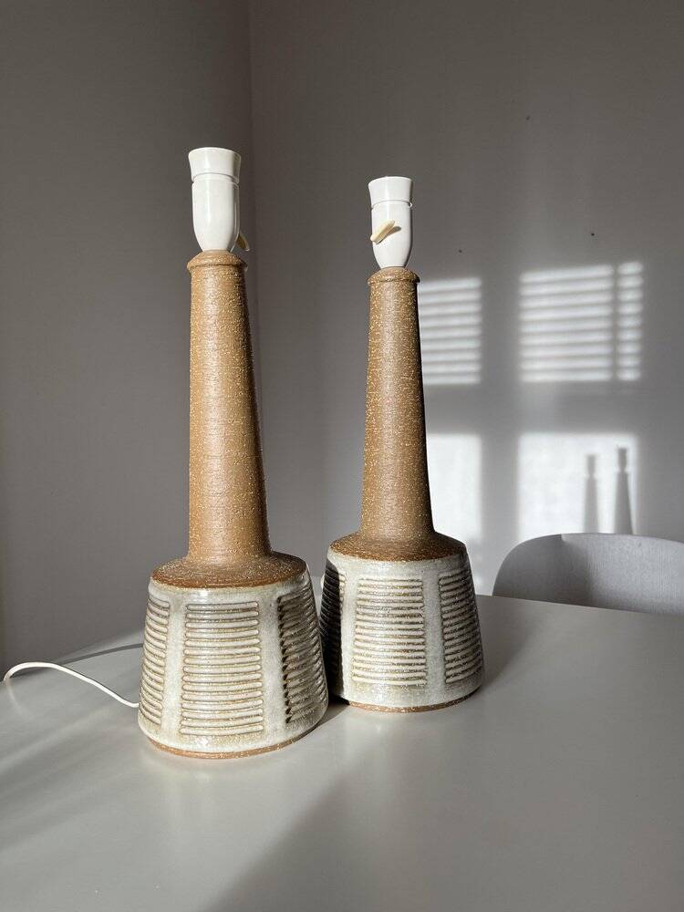 Pair table lamps, Le Klint for Palshus, Denmark, chamotte 1960s, set of 2