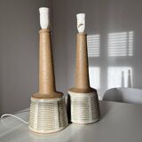 Pair table lamps, Le Klint for Palshus, Denmark, chamotte 1960s, set of 2