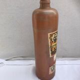 Paire ancienne bouteille grès marron avec étiquettes origine vintage