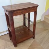 Shelf-Display case-with mirror & glass-Empire style-Walnut stain-1 drawer
