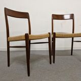 Pair of Danish chairs in teak and rope from the 60s/70s