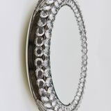 Backlit circular wall mirror Bakalowits Vienna with large crystals, Austria, 1950s