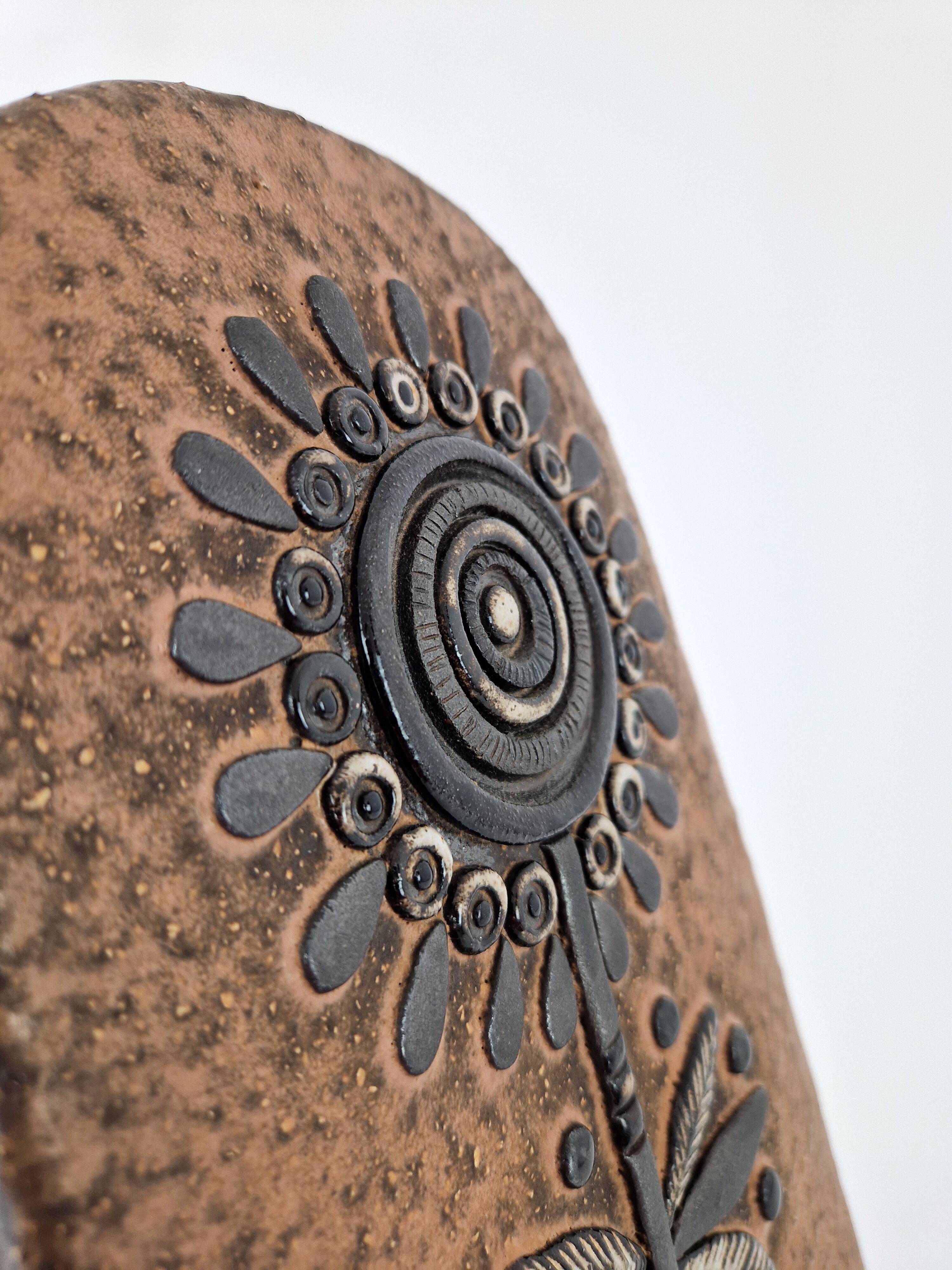 Vintage ceramic wall plaque 1960 MH Bataille