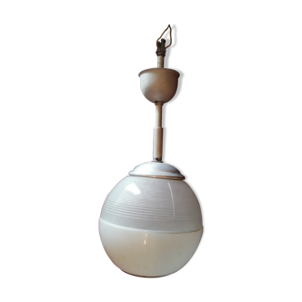 2-tone holophane glass ball pendant light 1950/60