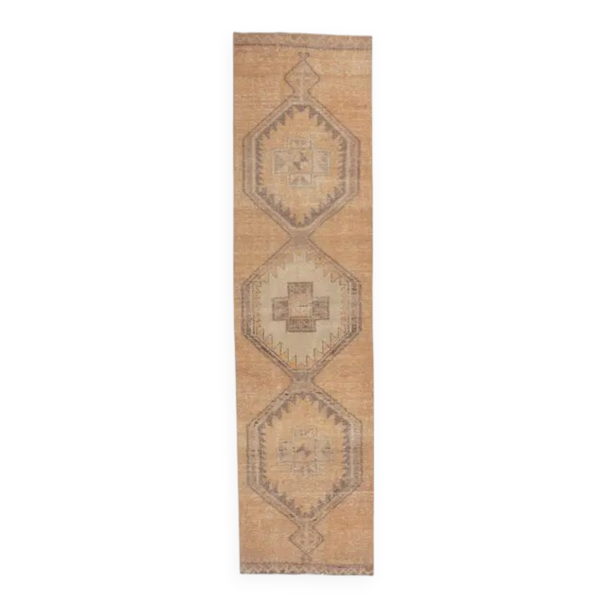 1980s Vintage Turkish Hand-Knotted Runner 92x394