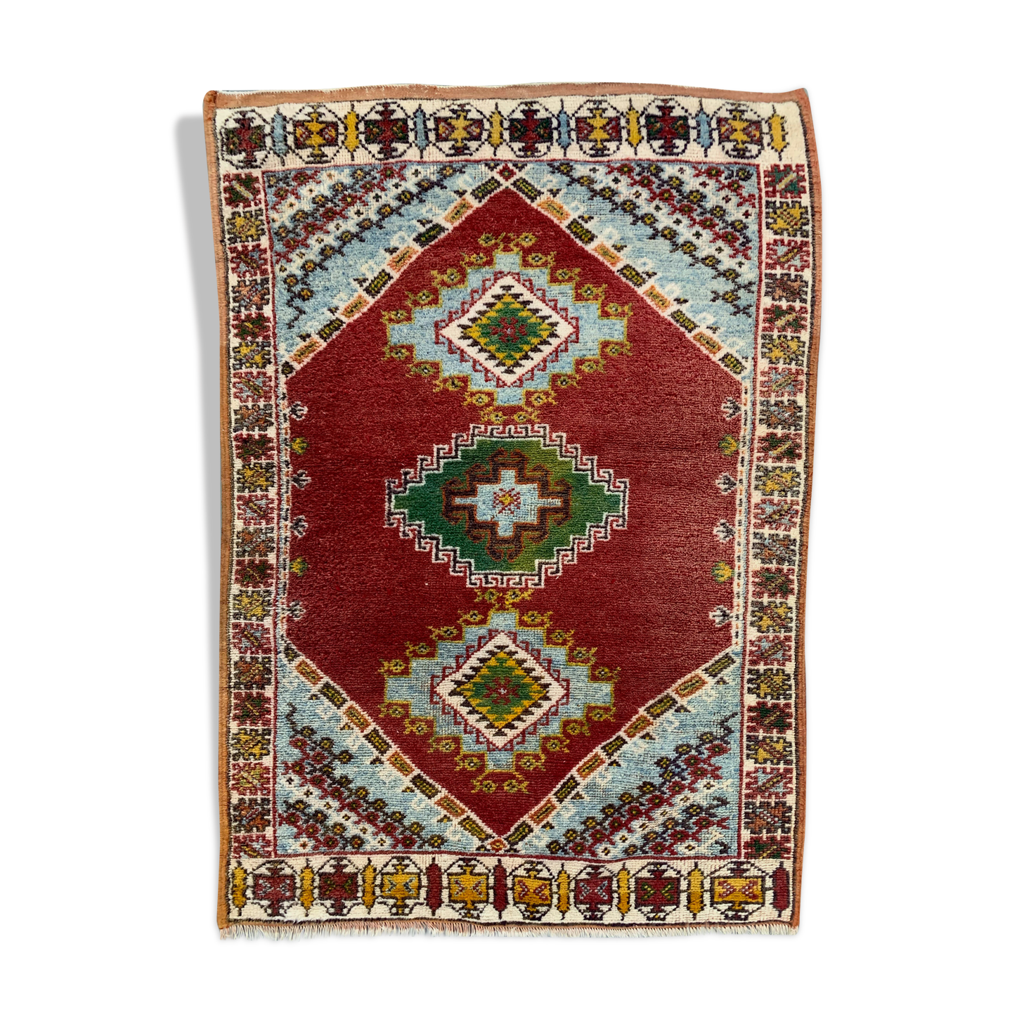 Vintage moroccan rug 157x109 cm tazenacht berber atlas, tribal, red , blue