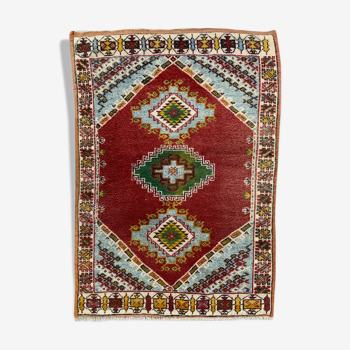 Vintage moroccan rug 157x109 cm tazenacht berber atlas, tribal, red , blue