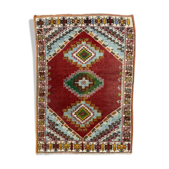 Tapis marocain vintage 157x109 cm tazenacht berber atlas, tribal, rouge, bleu