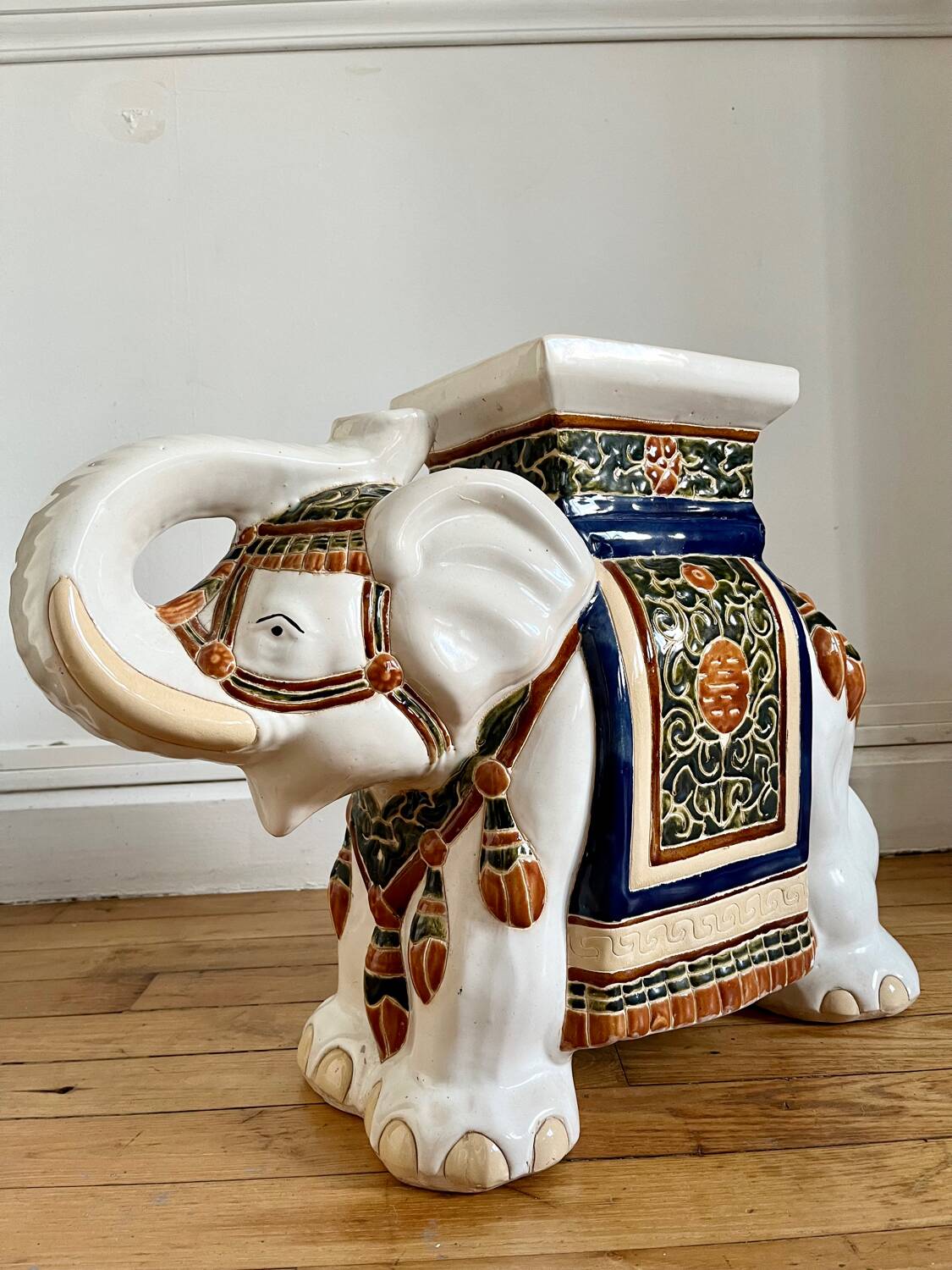 Vintage plant holder ceramic elephant