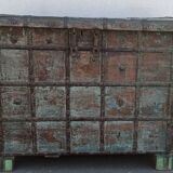 Old blue wooden chest