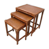 3 nesting tables rattan, bamboo and woven wicker