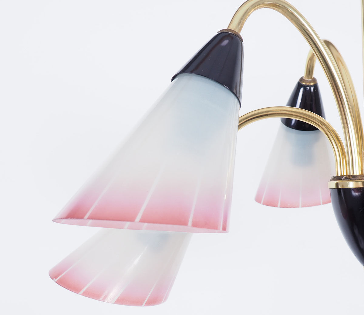 Vintage brass and glass Italian chandelier, 1950s