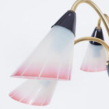 Vintage brass and glass Italian chandelier, 1950s