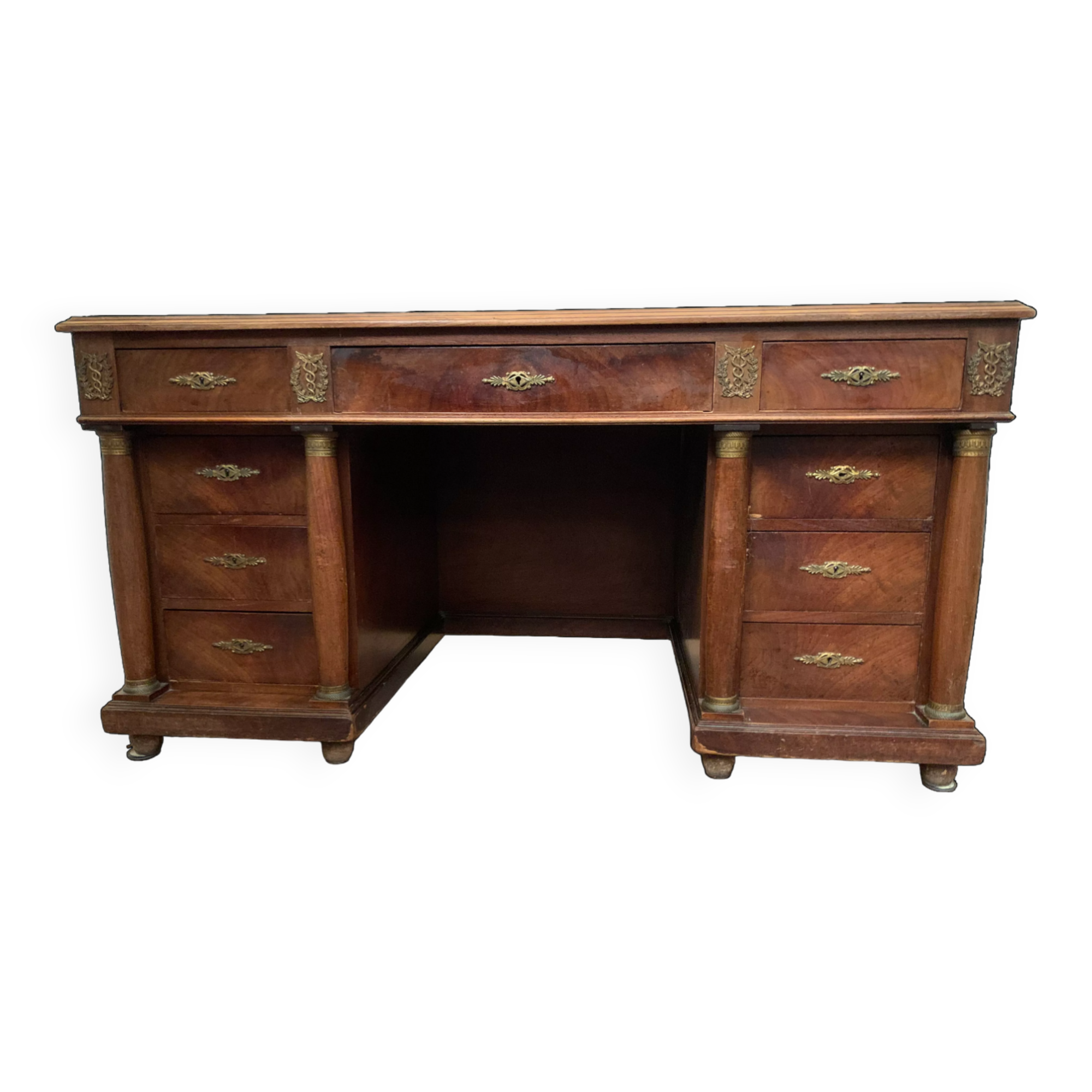 Bureau a caissons de style Empire en acajou et placage XX siècle