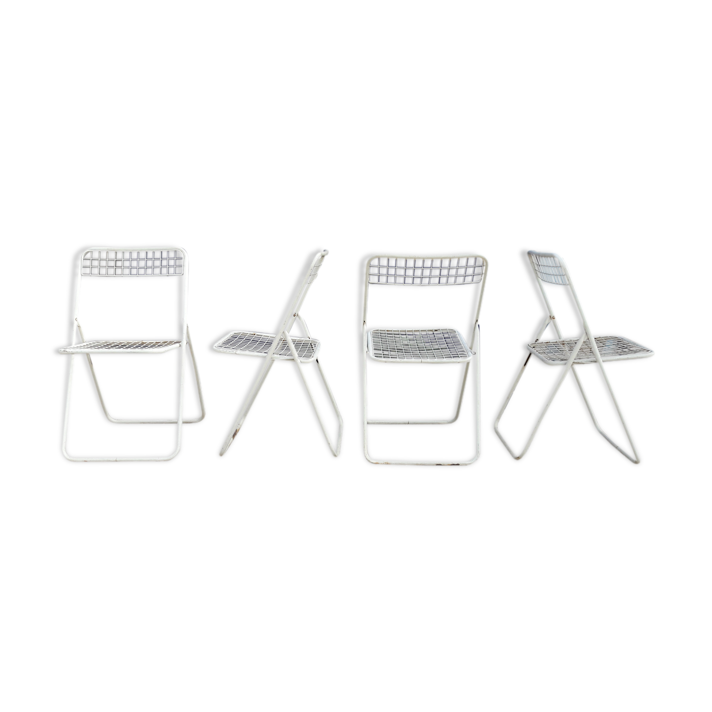 Lot de 4 chaises en métal peint