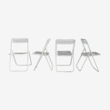 Lot de 4 chaises en métal peint